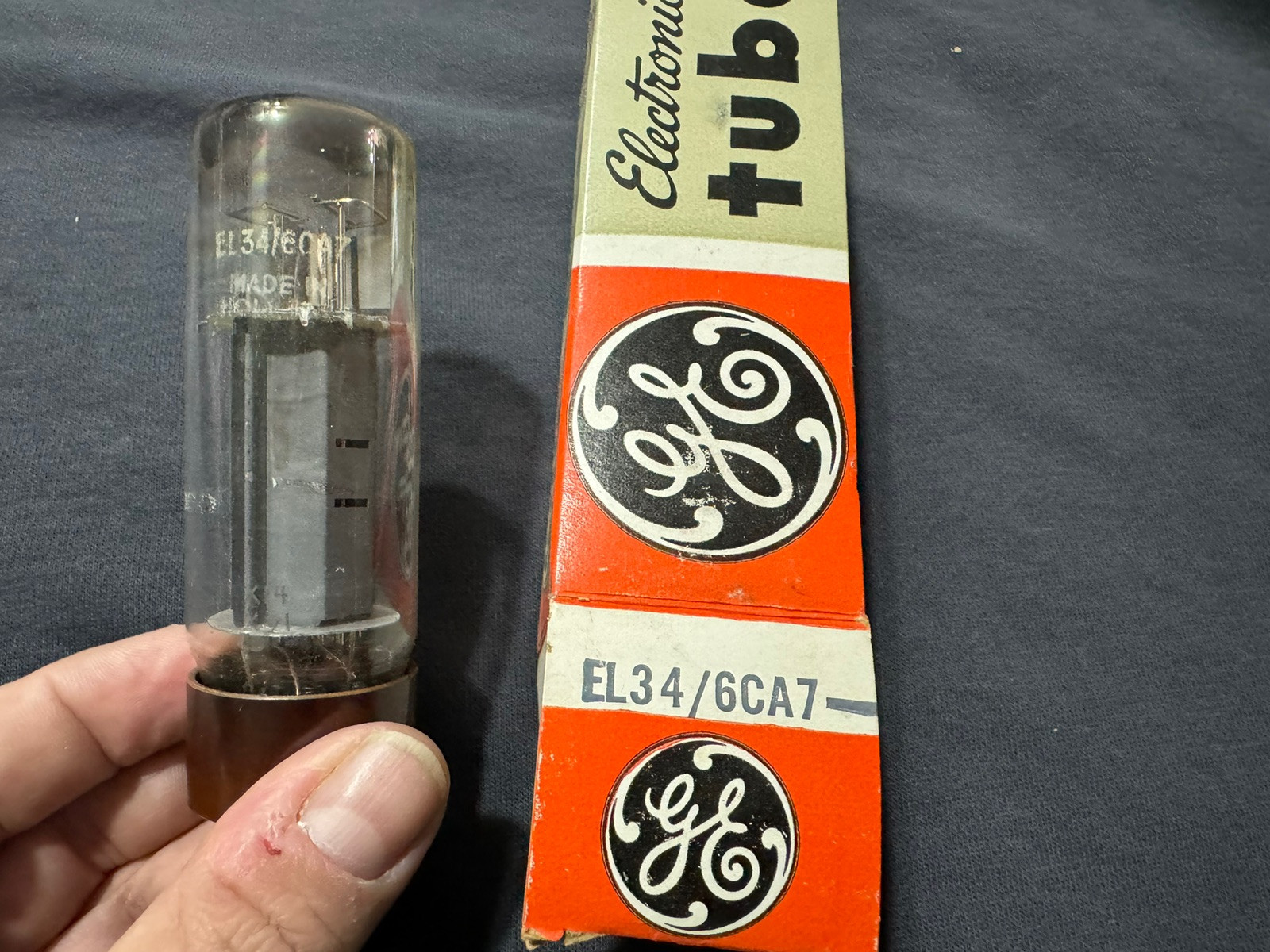 GE EL34 / 6CA7 Radio Vacuum Tube Audio Power Amp Pentode Guitar Vintage +Box NOS