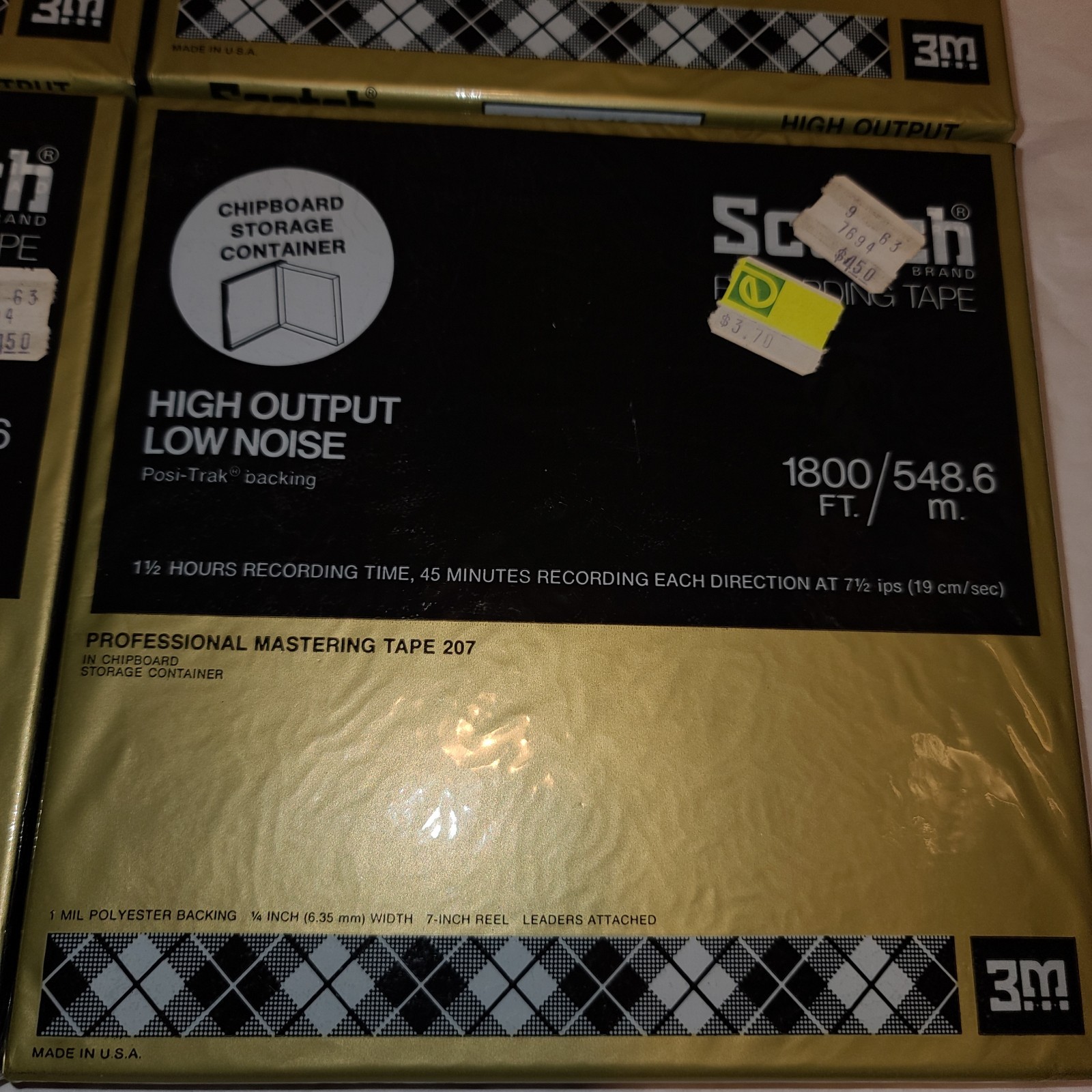 Scotch 3M Recording Tape 207 Lot Of 4 New Sealed 90 Min 7″ Reels Chipboard Vtg