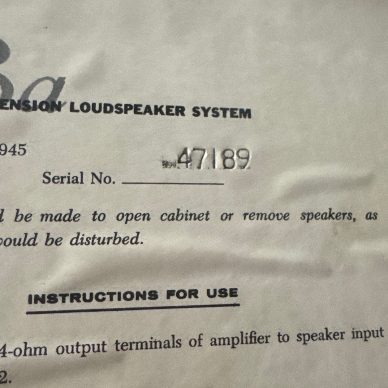 Acoustic Research AR-3a – Close Serial Numbers