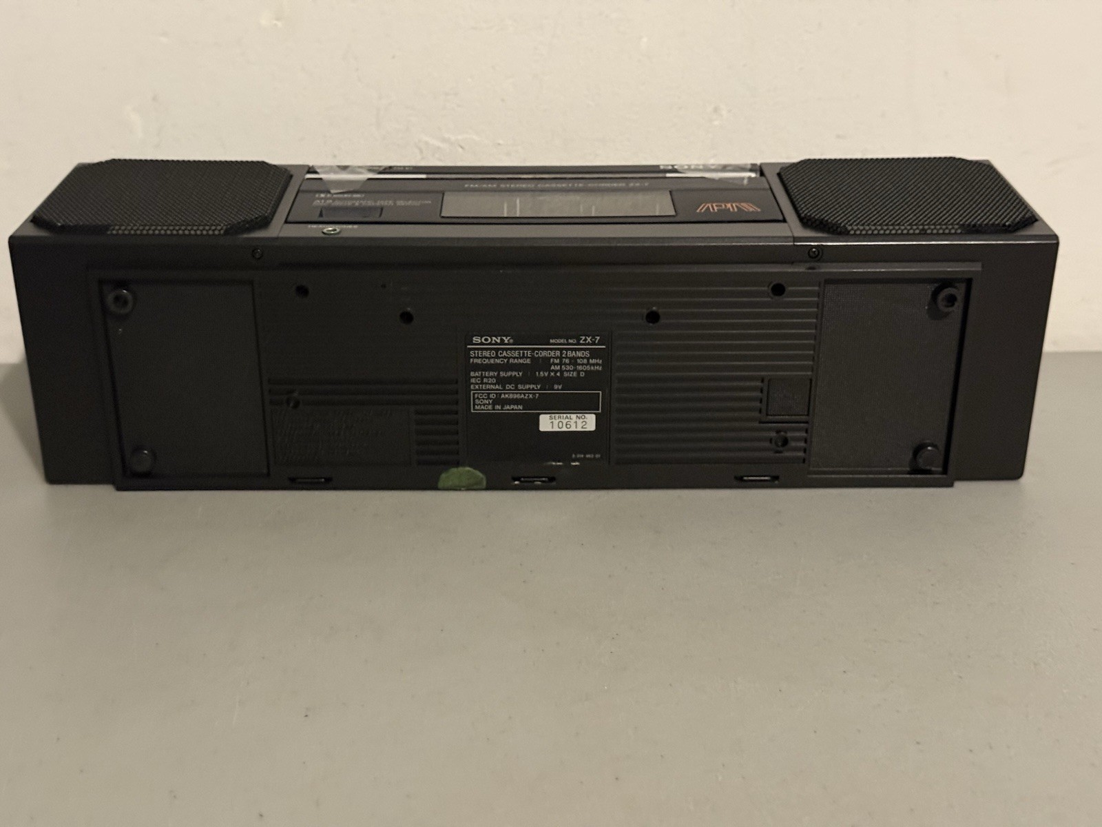 Vintage Sony AM FM Stereo Cassette-Corder 2 Bands Model ZX-7 “AS IS READ”