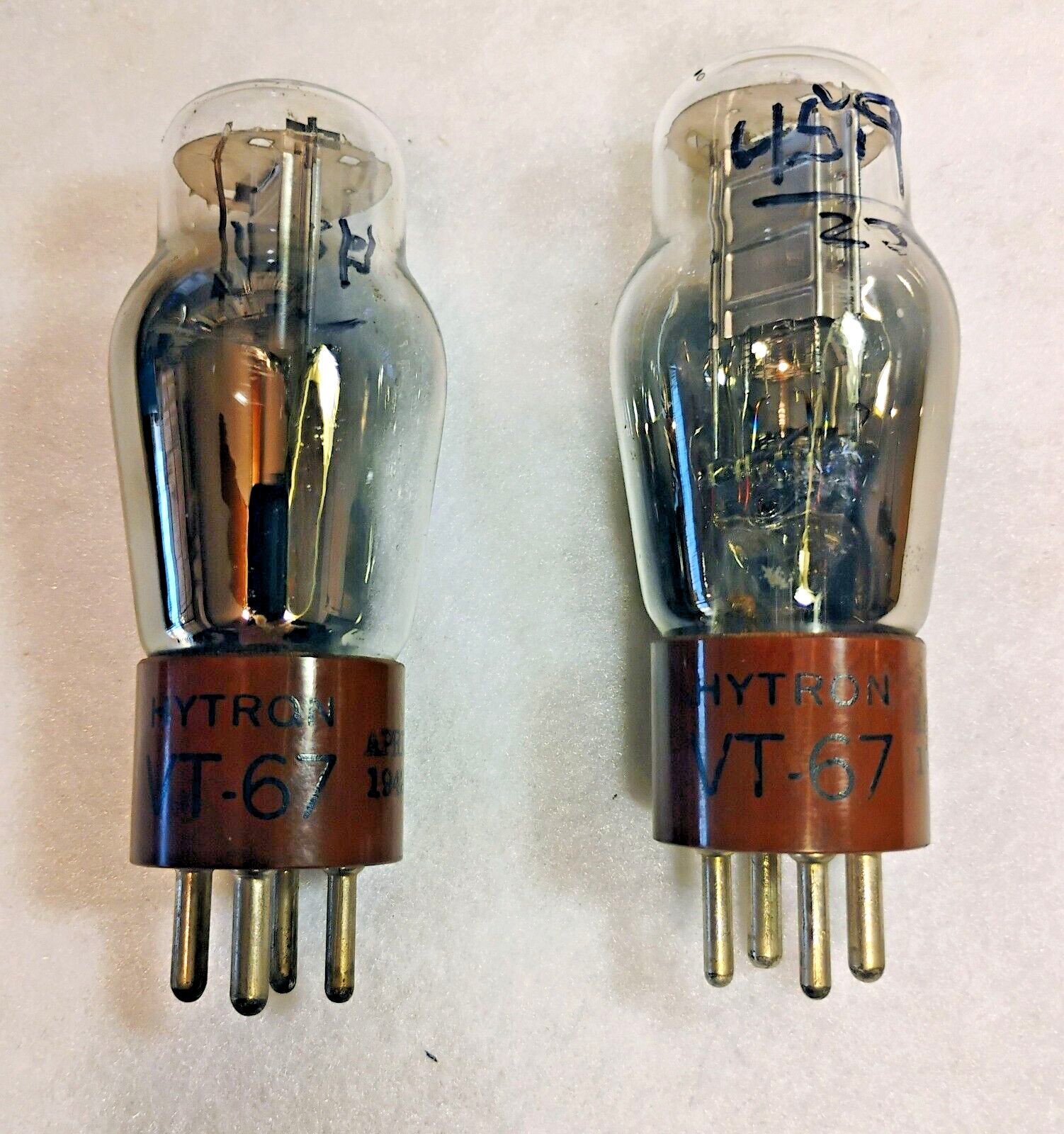 Pair of Hytron VT-67 30 Special Test Great! Same Date Codes