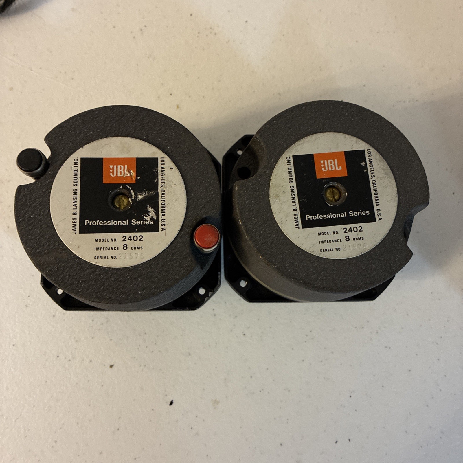 Set of 2 JBL 2402 Vintage Bullet Tweeter 8 ohms Professional Series Made In USA