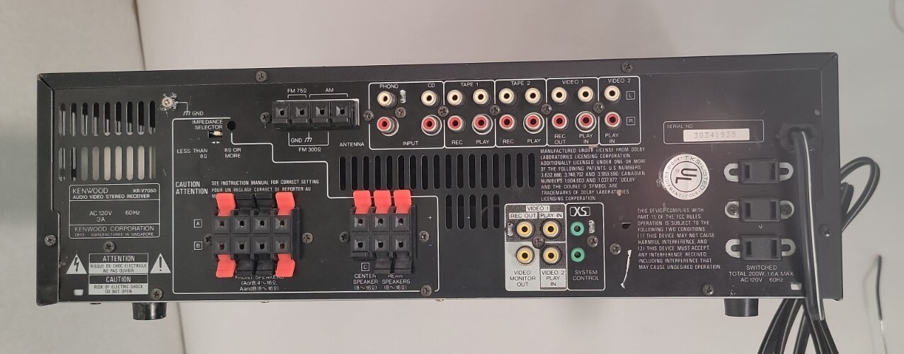 KENWOOD KR-V7050 AV Stereo Receiver Pro Logic 100W Tested NO REMOTE