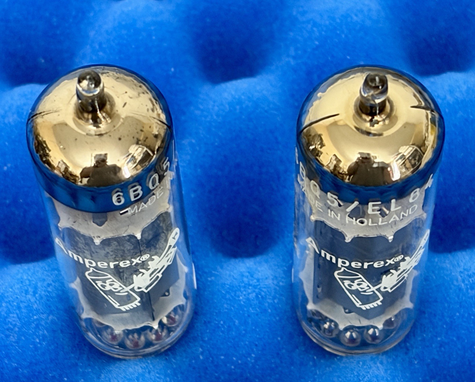 TWO Amperex EL84 6BQ5 Vacuum Tubes / rX4 Bugle Boy Holland /Amplitrex Tested ’63