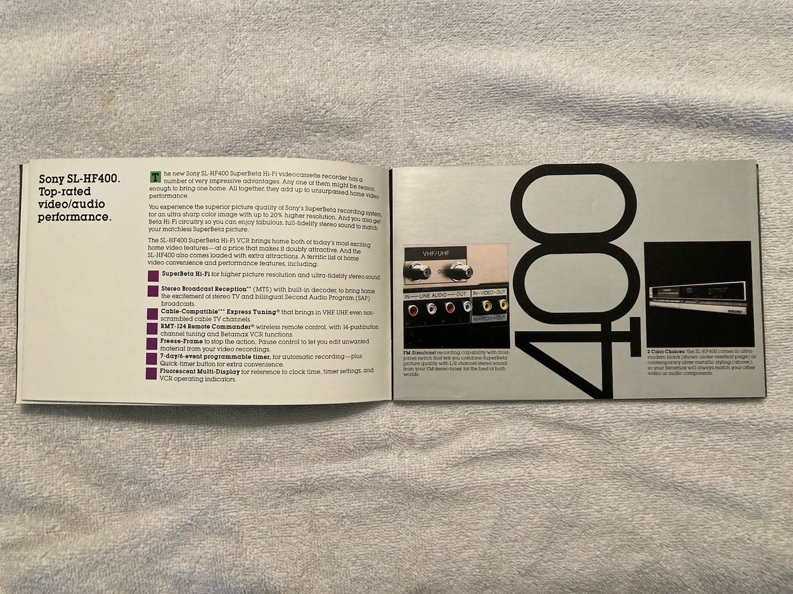 1985 Sony SL-HF600 Betamax Videocassette Recorders Advertising Catalog