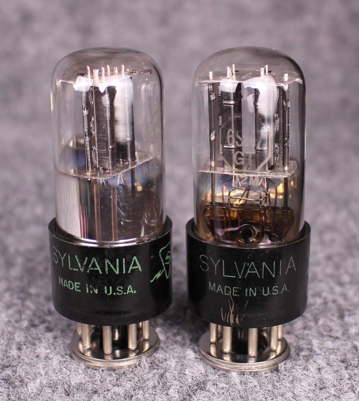 (2) MATCHED Sylvania 6SN7 GT ~ 3-Hole Black T Plate Bad Boy Tubes ~ TEST STRONG!