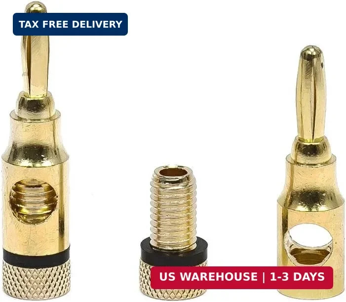 Monoprice 109437 5PRJX74047 Gold Plated Speaker Banana Plugs – 5 Pairs – Open Sc