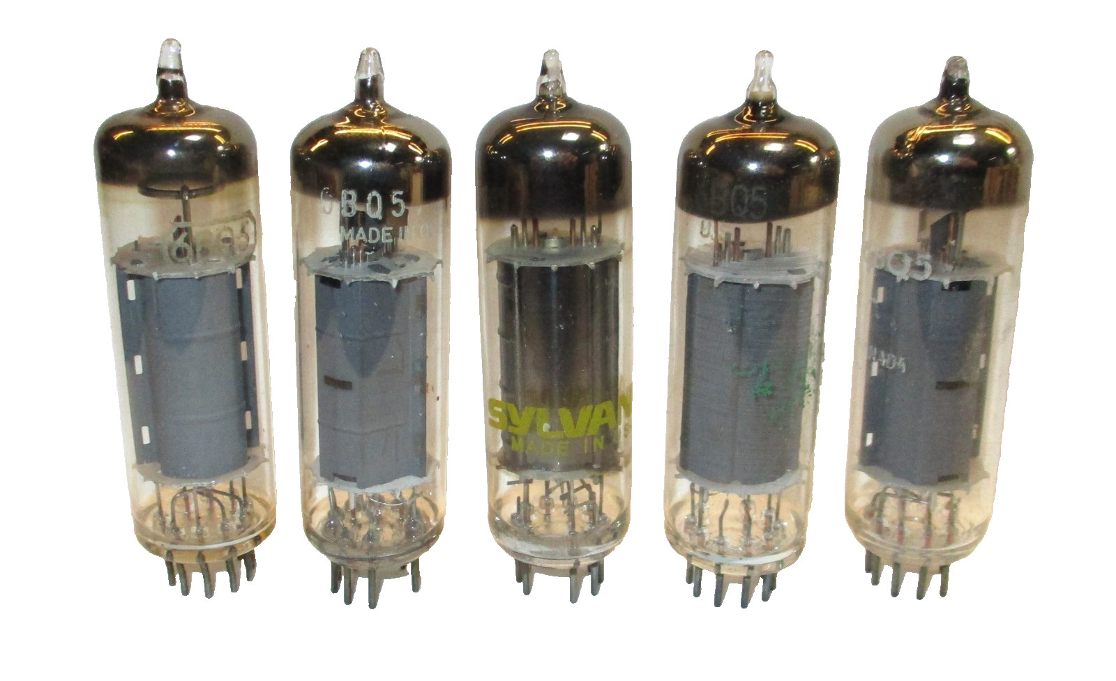 Lot of 5 Unbranded & GE 6BQ5 Tubes All Tested and Good