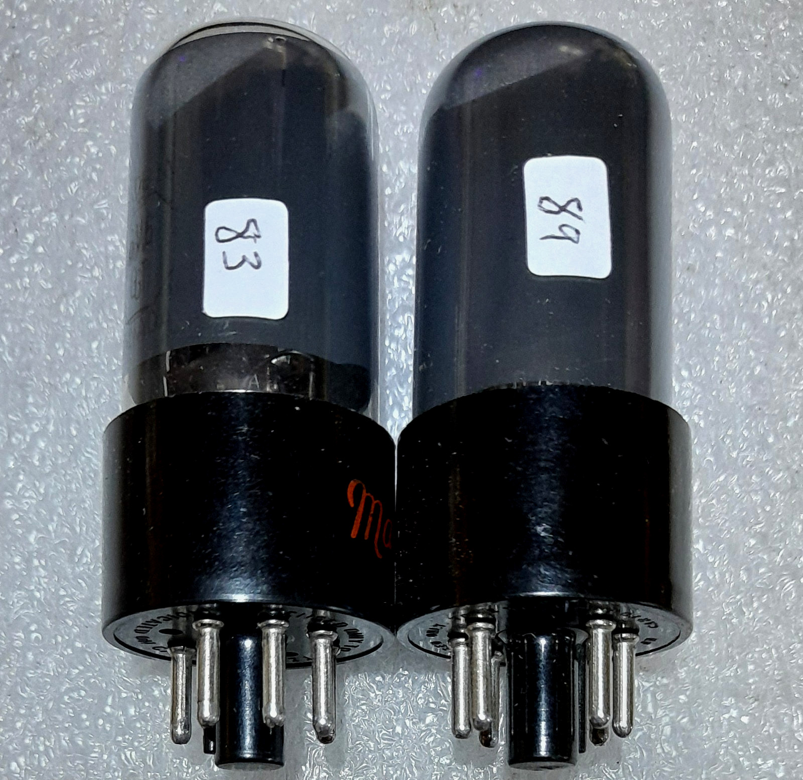 Matched Pair 6V6GT Marconi NOS smoked glass Vacuum Tubes, TV-7D Tested