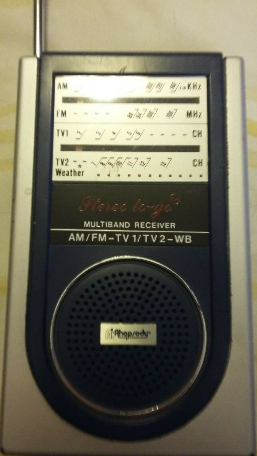 Vintage Rhapsody mode RY-69 AM FM TV WX Portable Battery Radio Tested Working