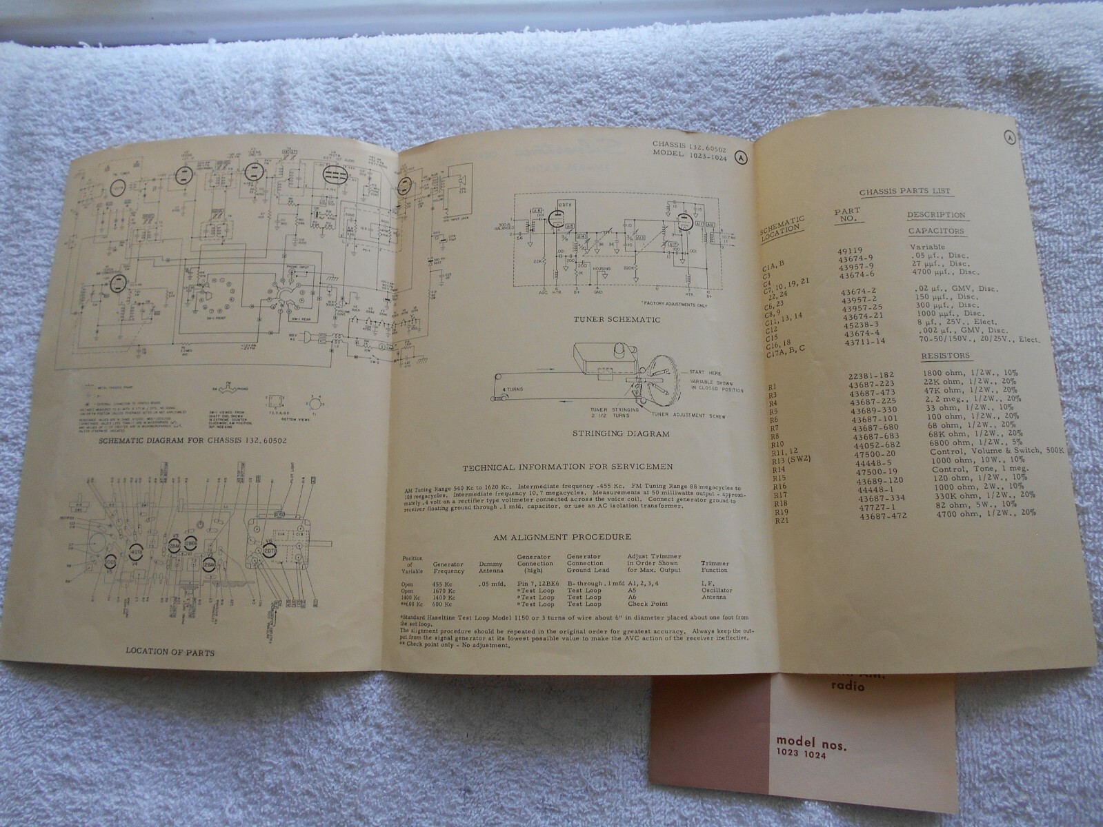 SEARS SILVERTONE OWNER’S MANUAL & TECHNICAL MANUAL MODEL NOS. 1023-1024-FM-AM