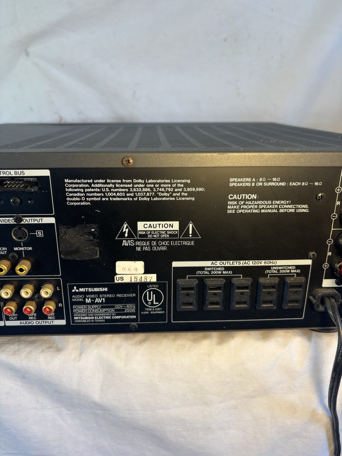 Mitsubishi M-AV1 Audio Video Stereo Receiver