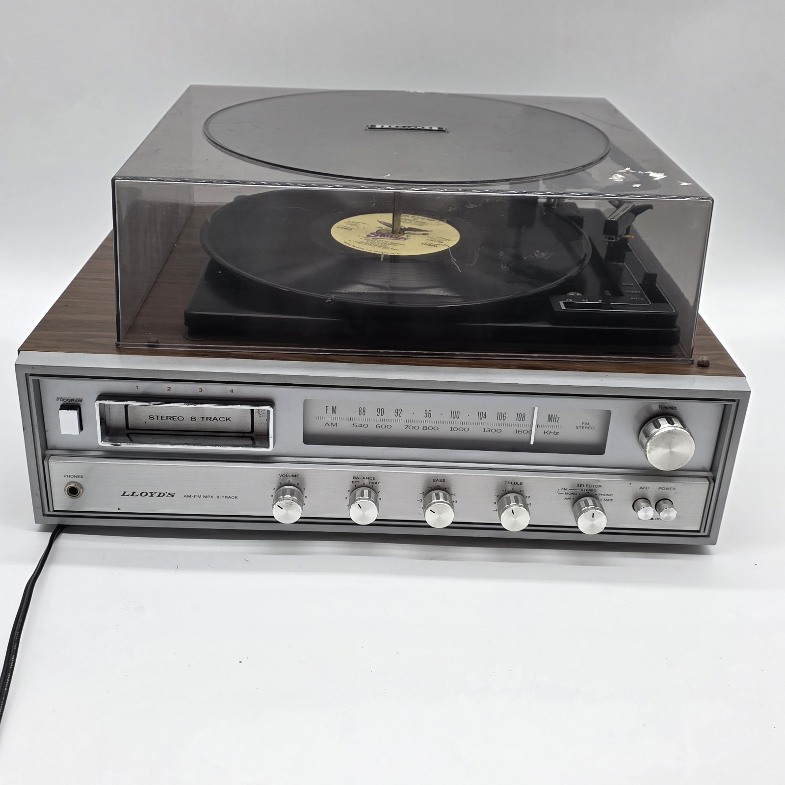 Vintage Lloyd’s Turntable Stereo System 8 Track AM/FM Receiver Parts Repair 132A