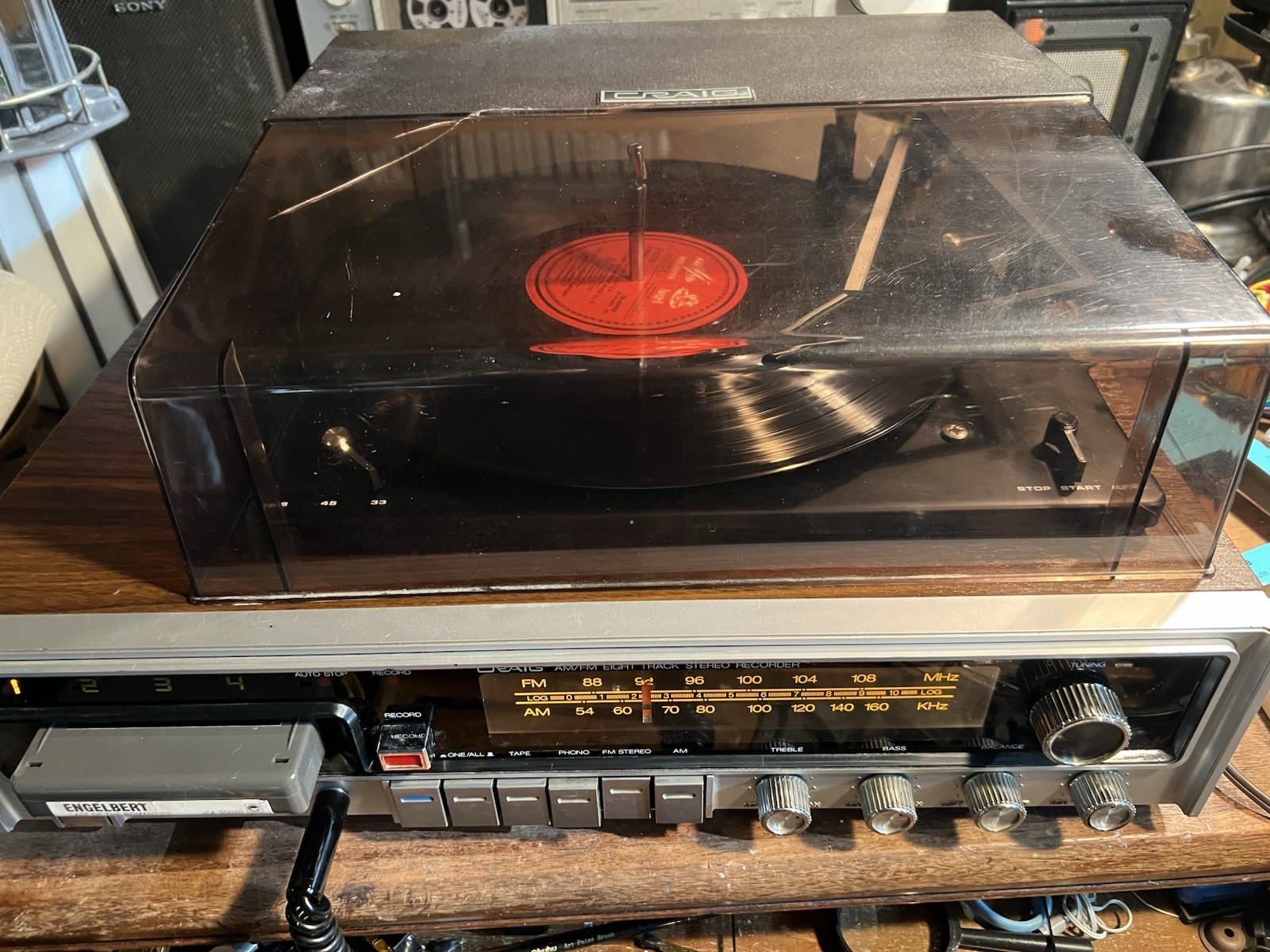 Craig AM/FM Receiver, Turntable & 8 Track Model H 360