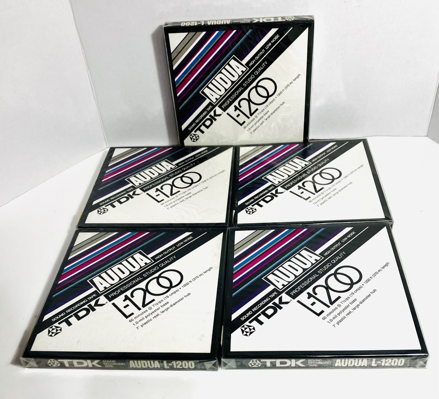 TDK Audua L-1200 High-Output Professional Recording Tape – Bundle of 5 New Tapes