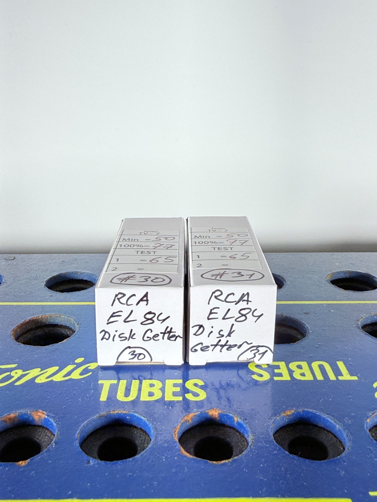 Matched Pair RCA 7189 EL84 6BQ5 Disk Getter Tested Good Tube