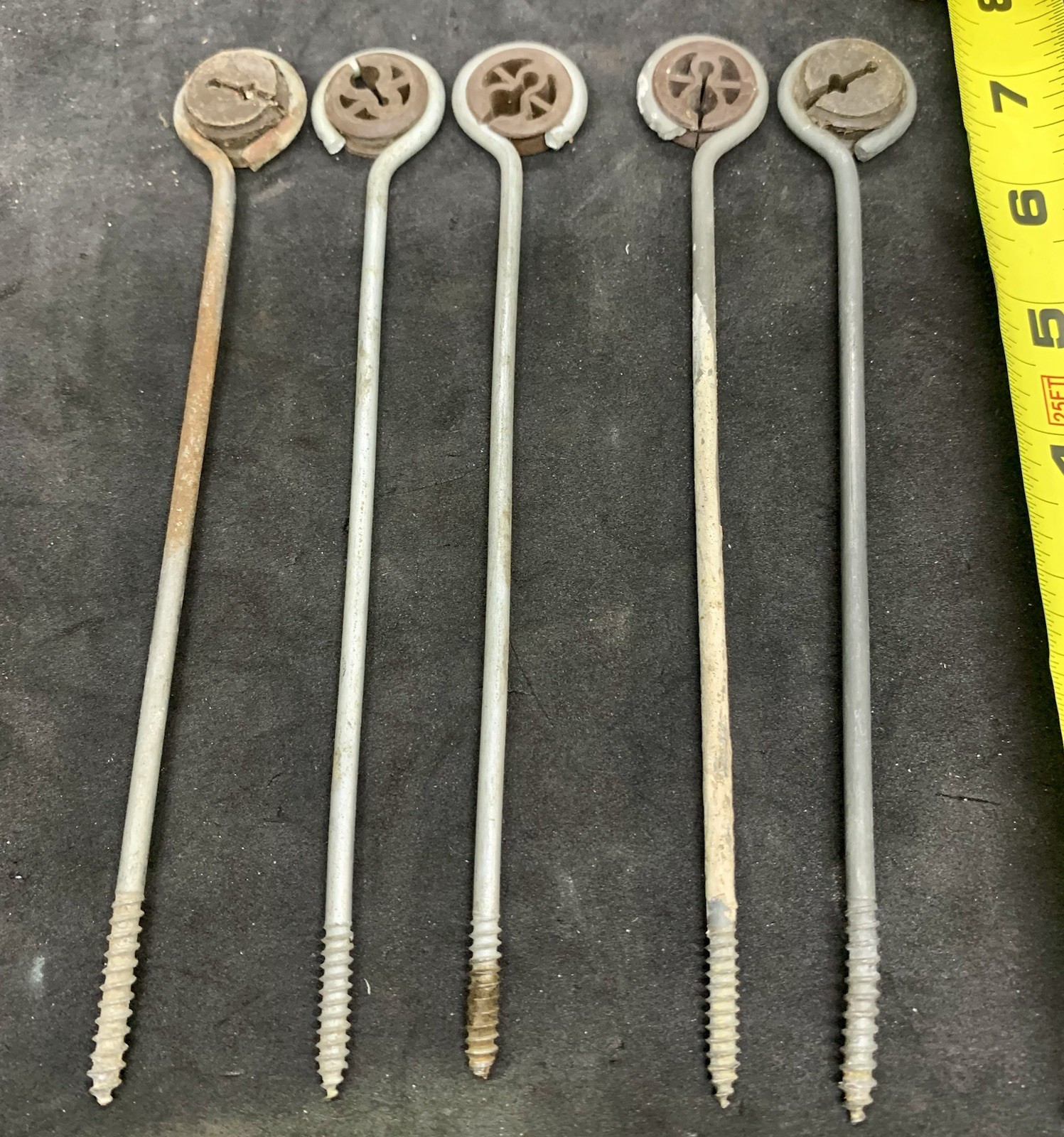 Lot of 5 – Vintage Audiotex TV Antenna 7 1/2″ Screw Type Wire Holder Standoffs