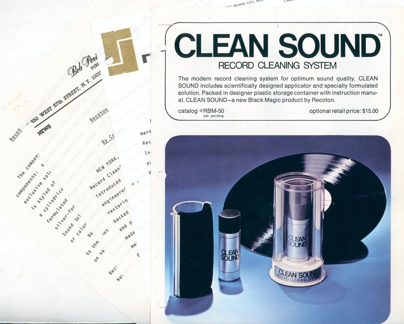 1976 Recoton Clean Sound Record Cleaning System Dealer Press Kit Brochure CES