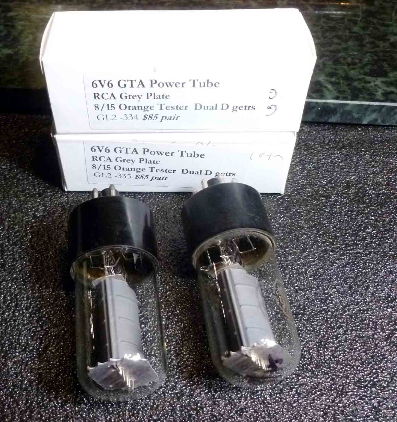 Matched Pair RCA Grey Plate 6v6 GTA Power Tubes Both Test 110+ Strong!