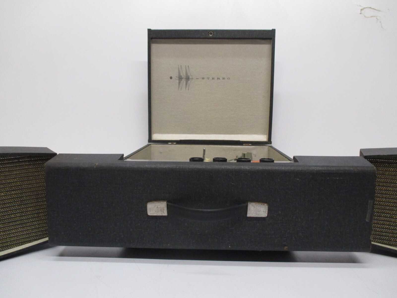 Vtg Sears Silvertone Stereo 3274 Portable Record Player 4 Speed & 2 Speakers