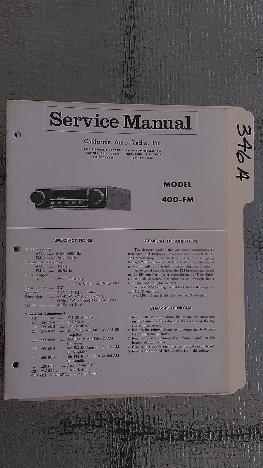 Boman? Astro line 400-fm service manual original repair book stereo am car radio
