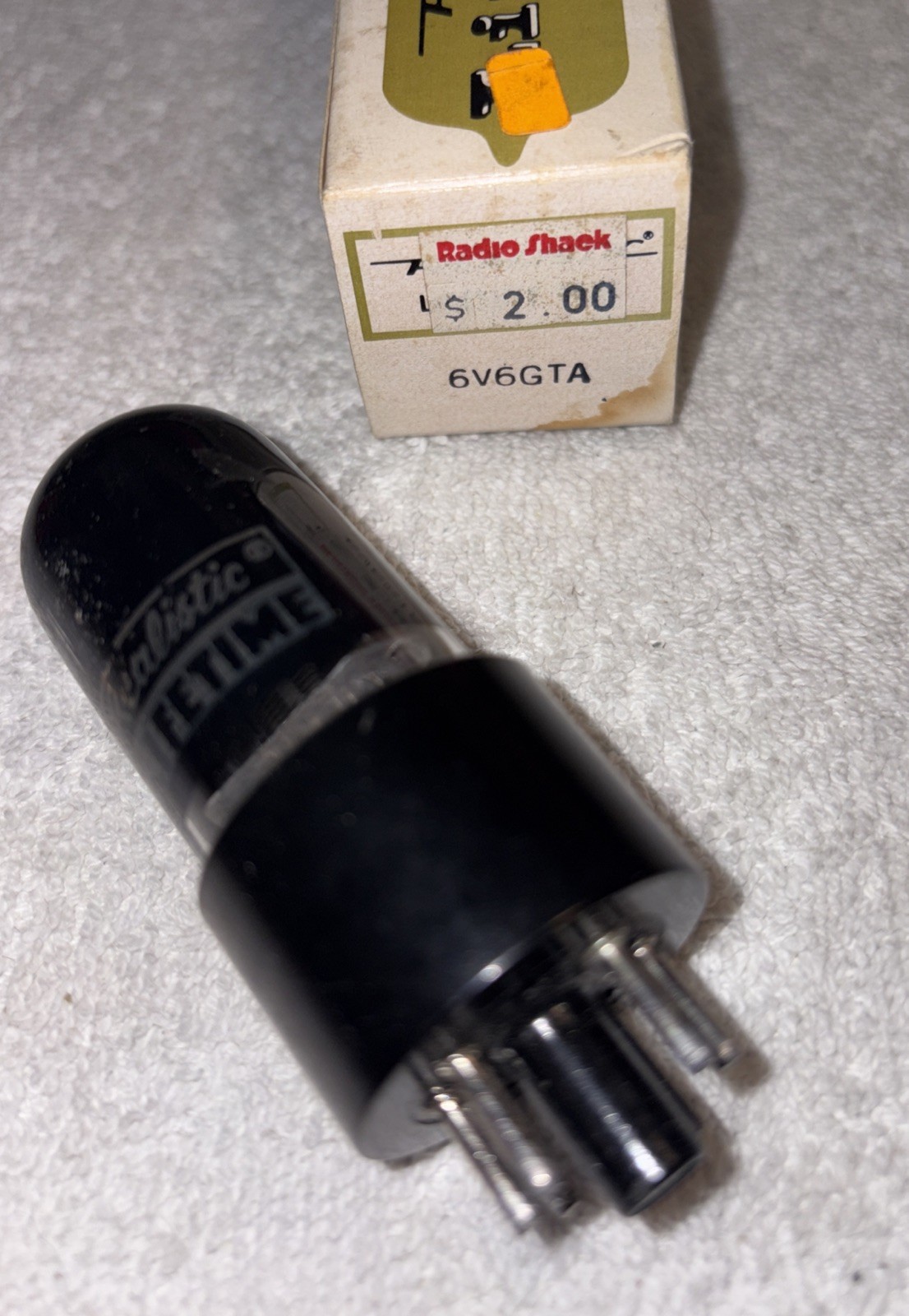 Realistic Lifetime 6V6GTA Black Glass Vacuum Tube Amplitrex Tested NOS 104%