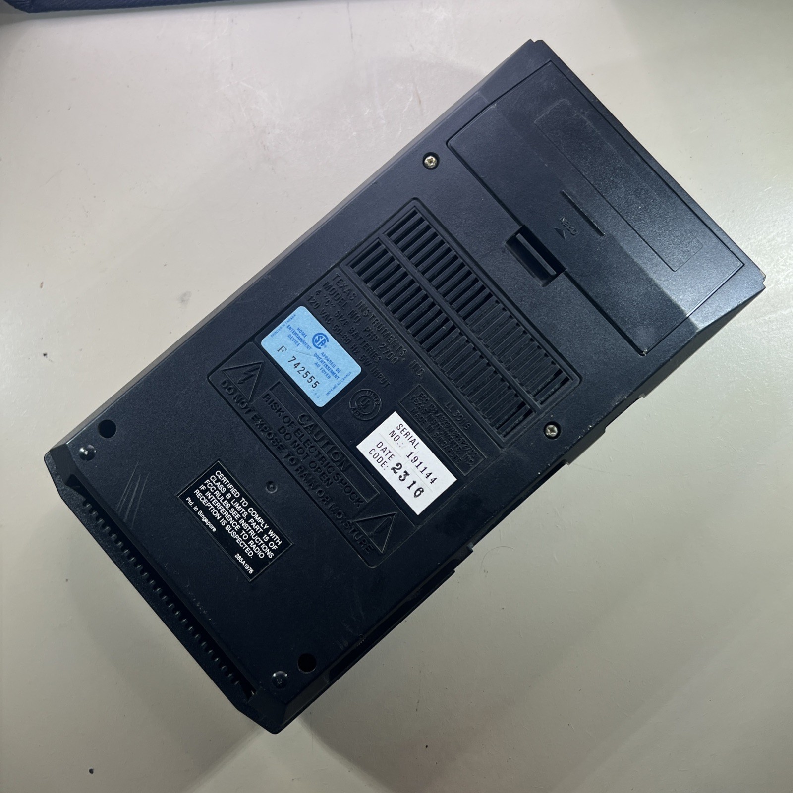 Texas Instruments Program Recorder Model No Power Cable 2700 Vintage