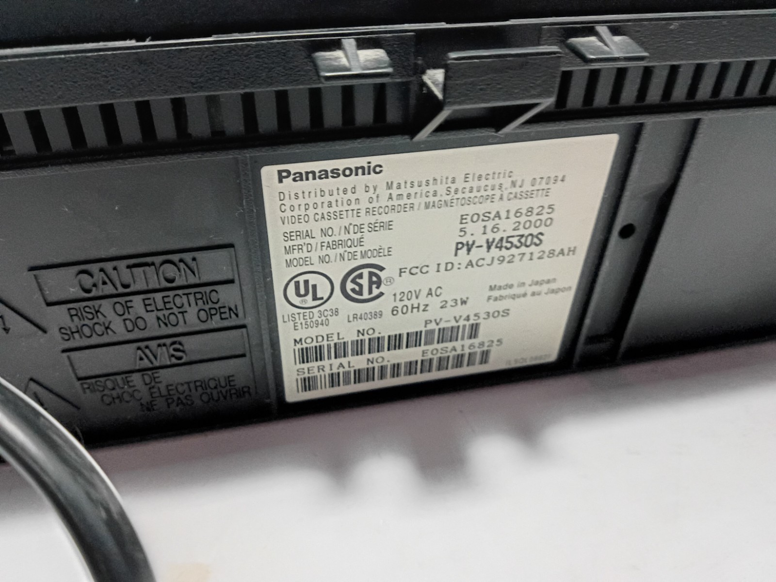 Panasonic PV-V4530S Blue Line VCR 4-Head w/ Remote & Cables tested!