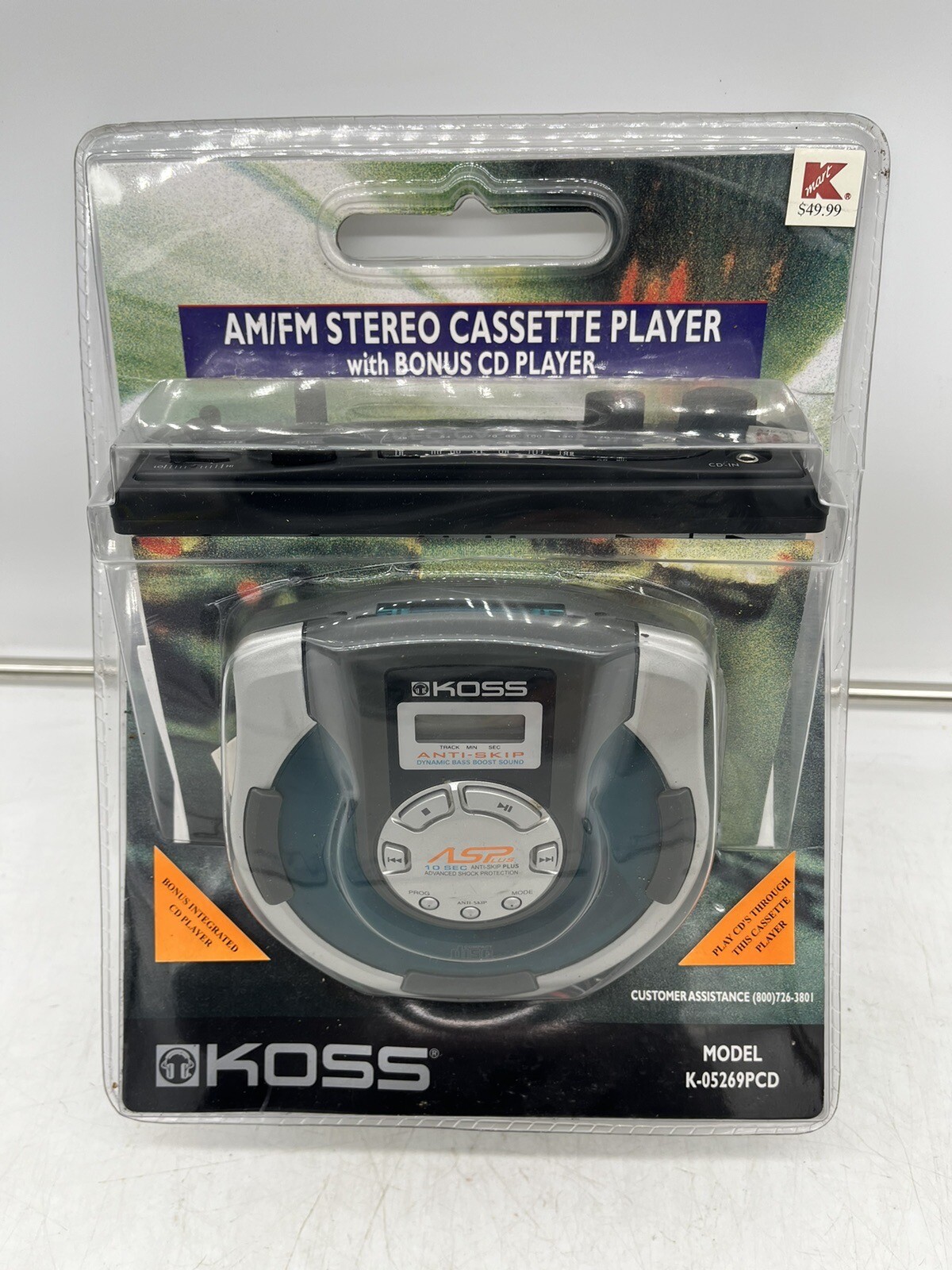 KOSS Car AM/FM Stereo Cassette Player +Integrated Portable CD Player K-05269PCD