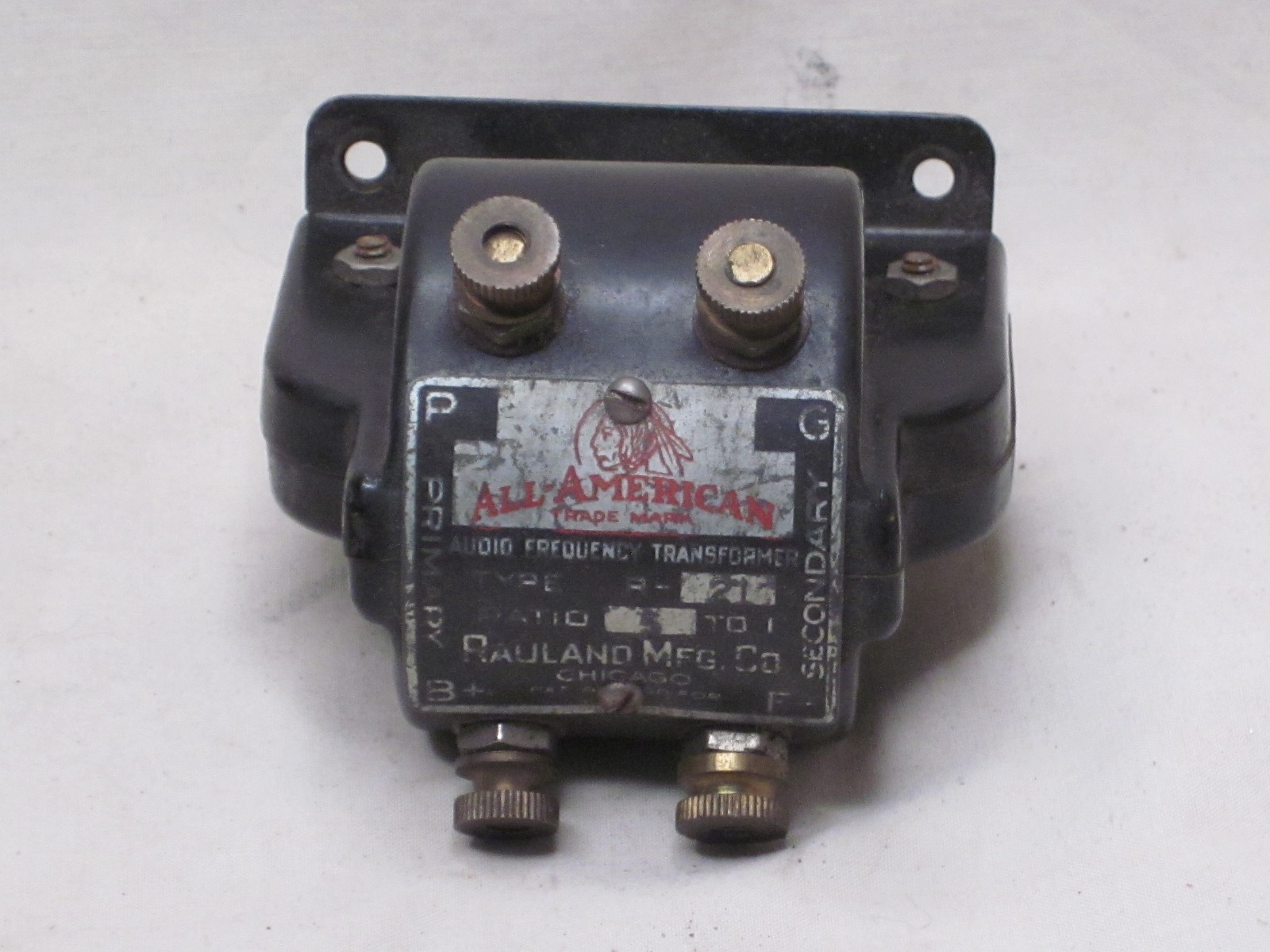 vintage ALL-AMERICAN AUDIO FREQUENCY TRANSFORMER R-21 RAULAND MFG.