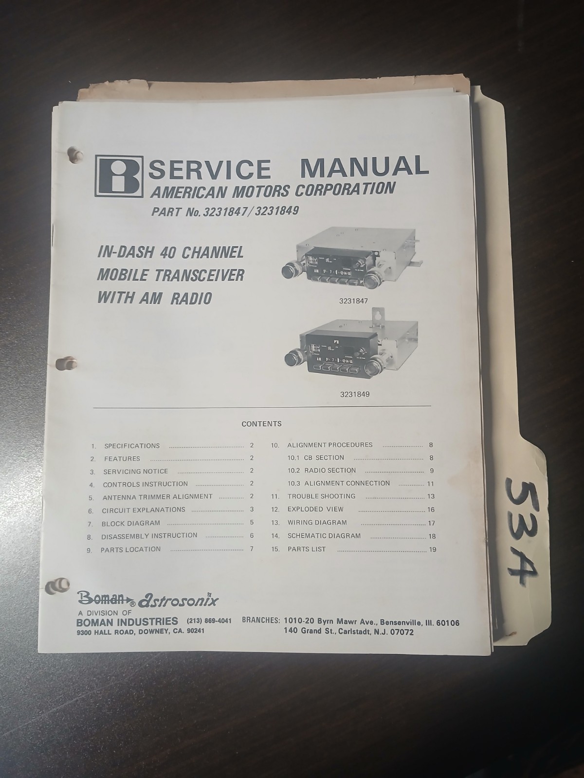 Boman 3231847 3231849 Service Manual Original Repair Book Radio