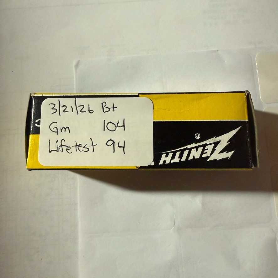 Zenith 19CG3 Vacuum Tube NOS w/box TESTED @ 104% on B&K 700 Tester Made in USA