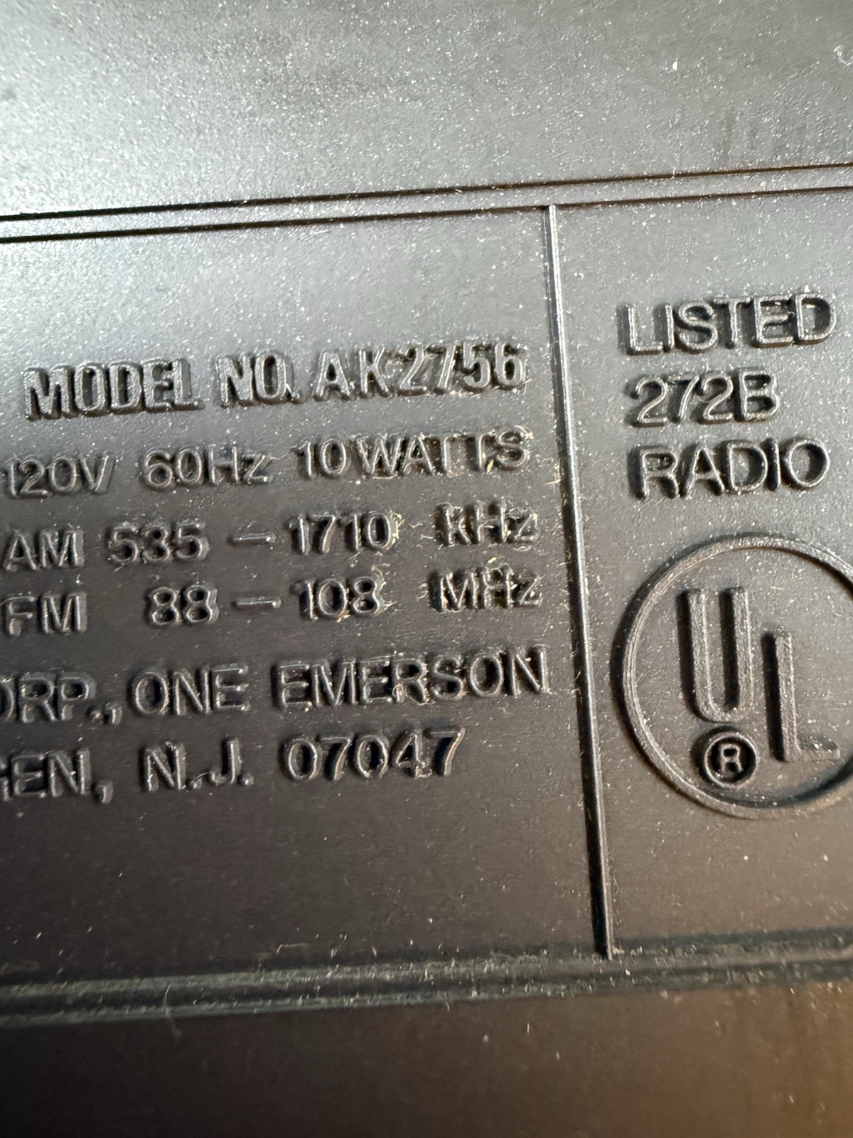 Emerson AK2756 AM FM Clock Radio Cassette Player Tested Working Vintage
