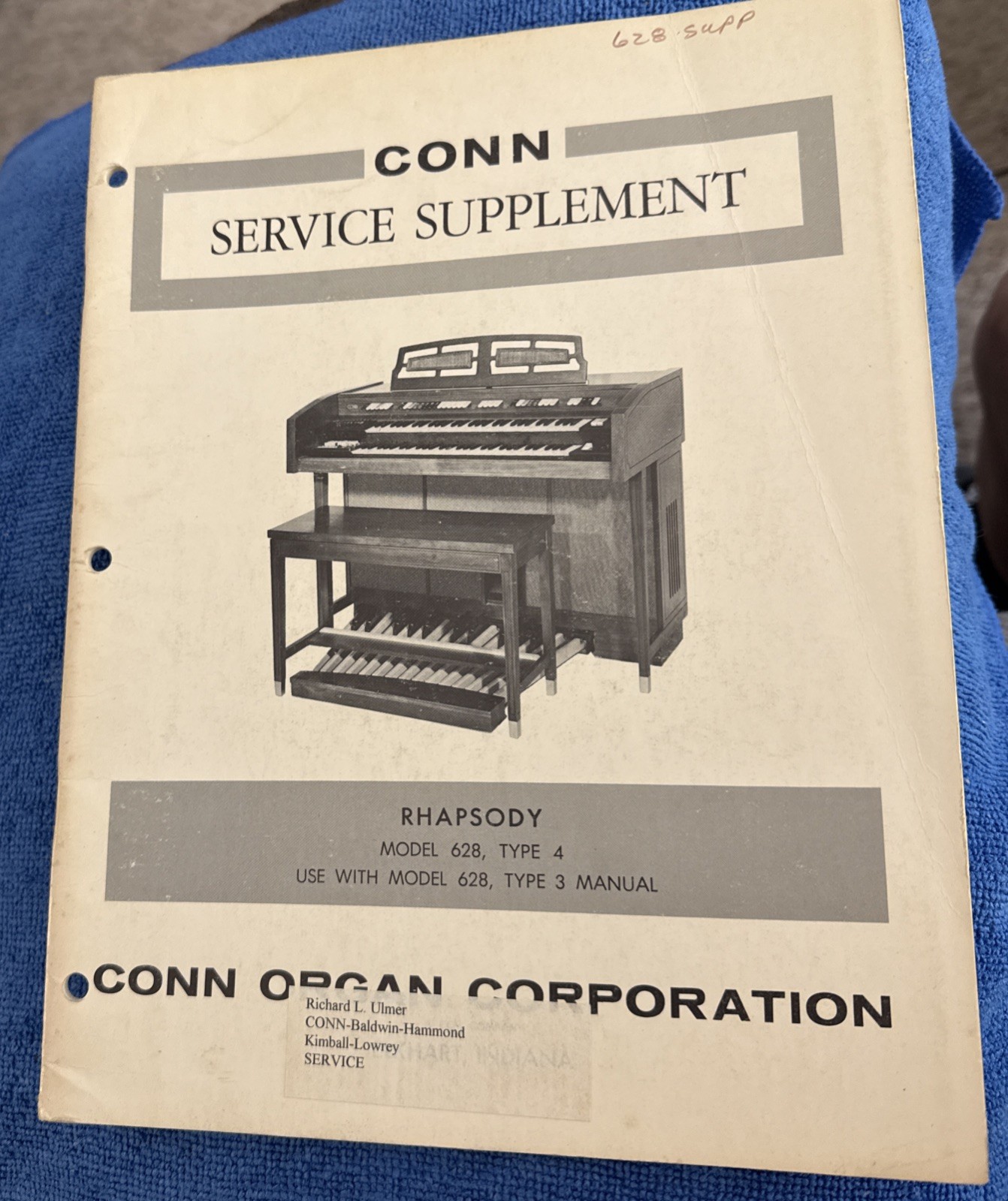 Conn Organ Service Manual Model Rhapsody 628 Type 4 Use With Type 3 M1