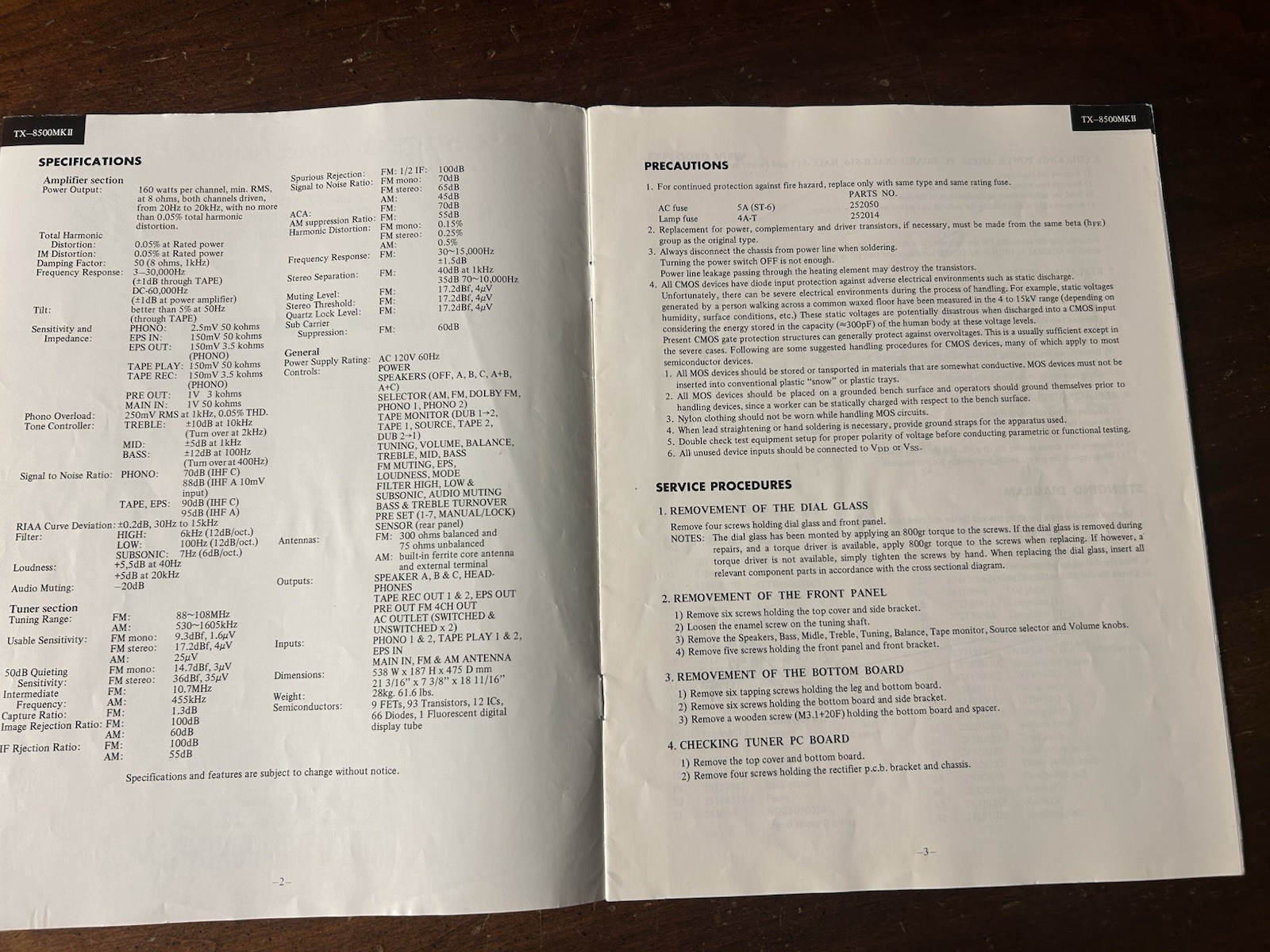Onkyo TX-8500MKII TX-8500 MKII Stereo Receiver Service Manual Original OEM