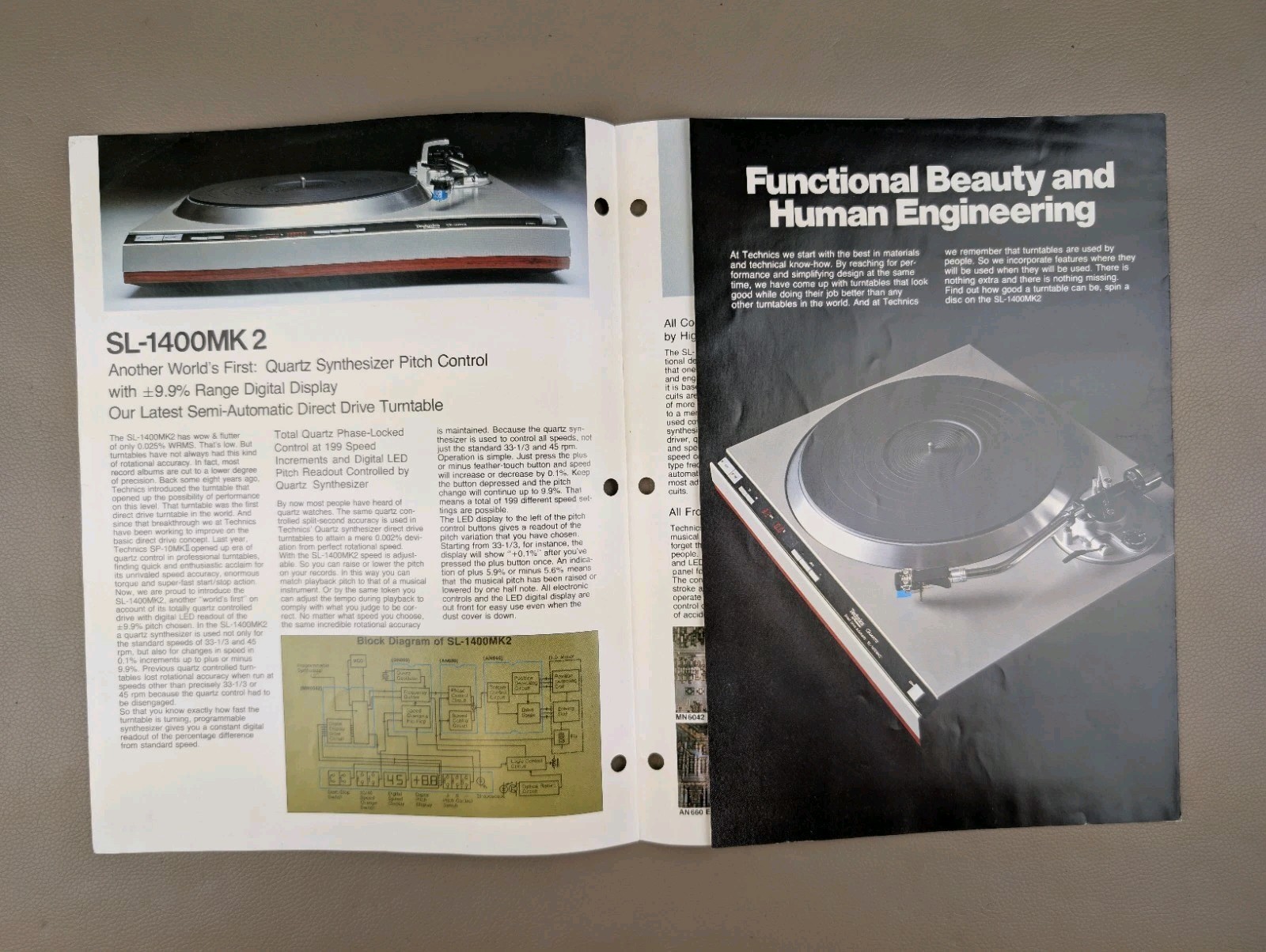 Technics Quartz SL-1400MK2 Turntable Brochure D-1203