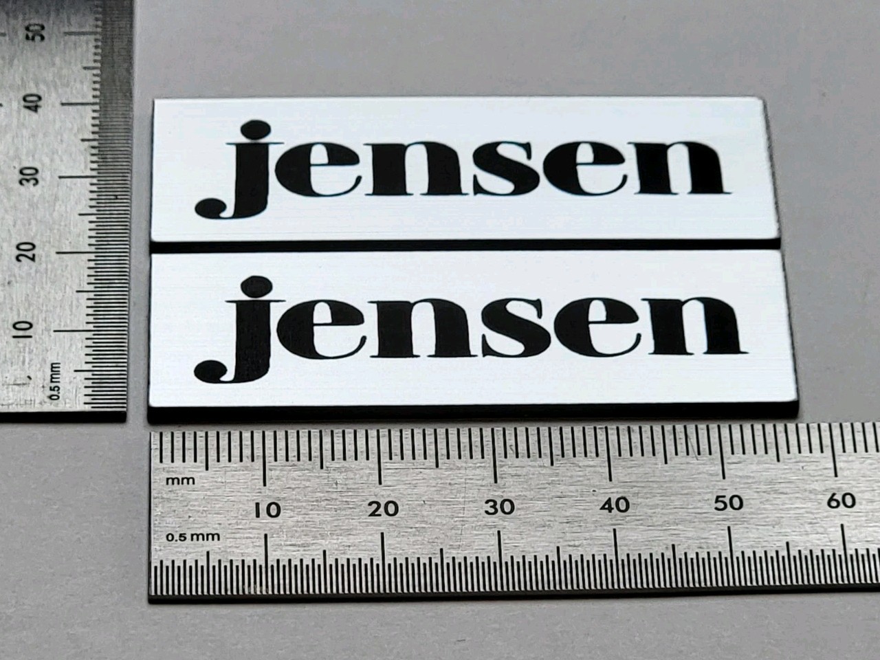 Jensen Speaker Badge Logo Grill Custom Made Brushed Silver Premium Pair