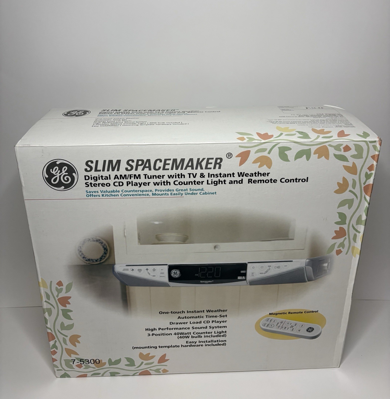 GE Spacemaker 7-5300 Under Counter Clock Weather Radio -New Open Box