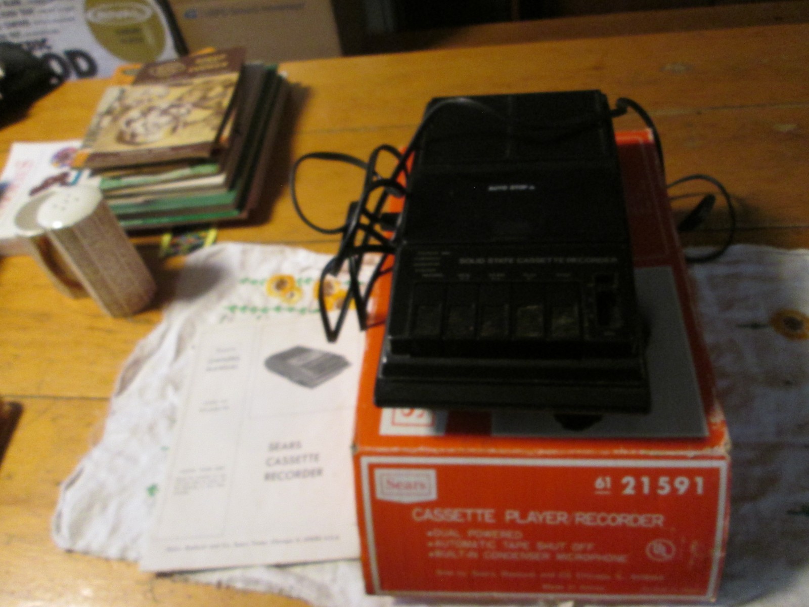 Vintage Sears Cassette Player/Recorder 6121591 Original Box Tested Good