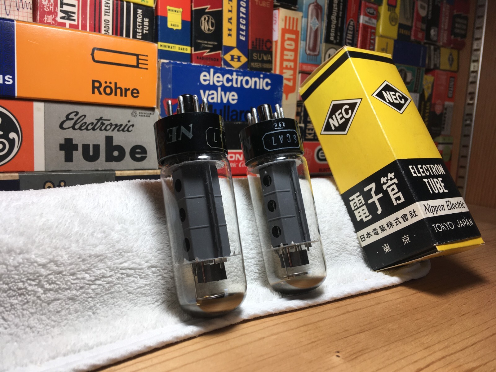 2x Vintage WeldPlate 6CA7 EL34 NECNippon (WE Japan) PowerTubes /Digital Tested