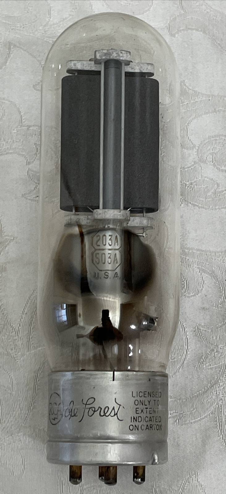 RARE! VTG. ANTIQUE RCA DEFOREST 203A 503A RADIO TUBE TRANSMITTING RF AMPLIFIER
