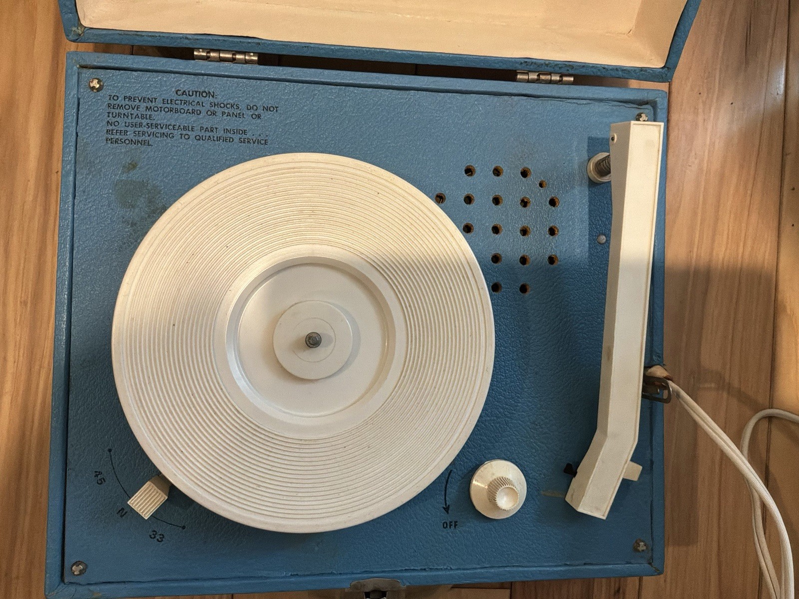 Vintage Imperial Party-Time Model 100 Record Player Blue Tested Spins 33/45