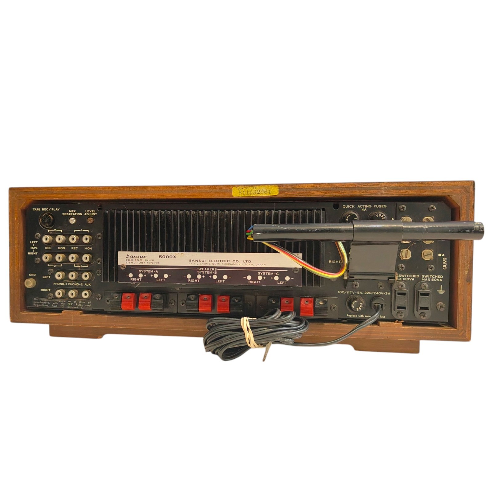 Sansui 5000X Stereo Receiver Wood Vintage Powers On Untested