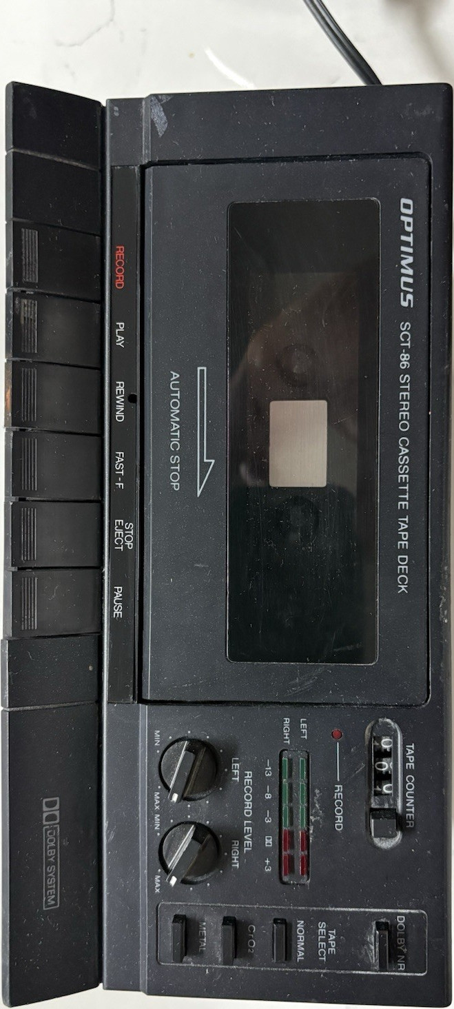 Optimus SCT-86 Stereo Cassette Tape Deck w/ Dolby NR, Automatic Stop – As Is