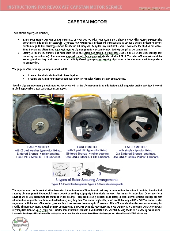 REVOX TAPE REPAIR UPGRADE KITS & SPARES eg – A77, B77, PR99, A700, C270