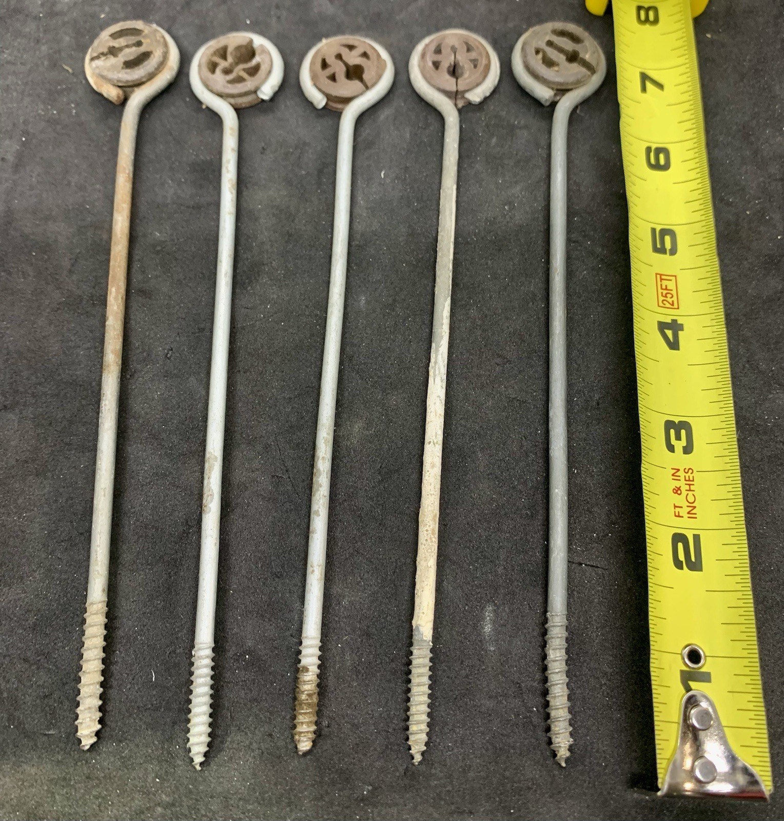Lot of 5 – Vintage Audiotex TV Antenna 7 1/2″ Screw Type Wire Holder Standoffs