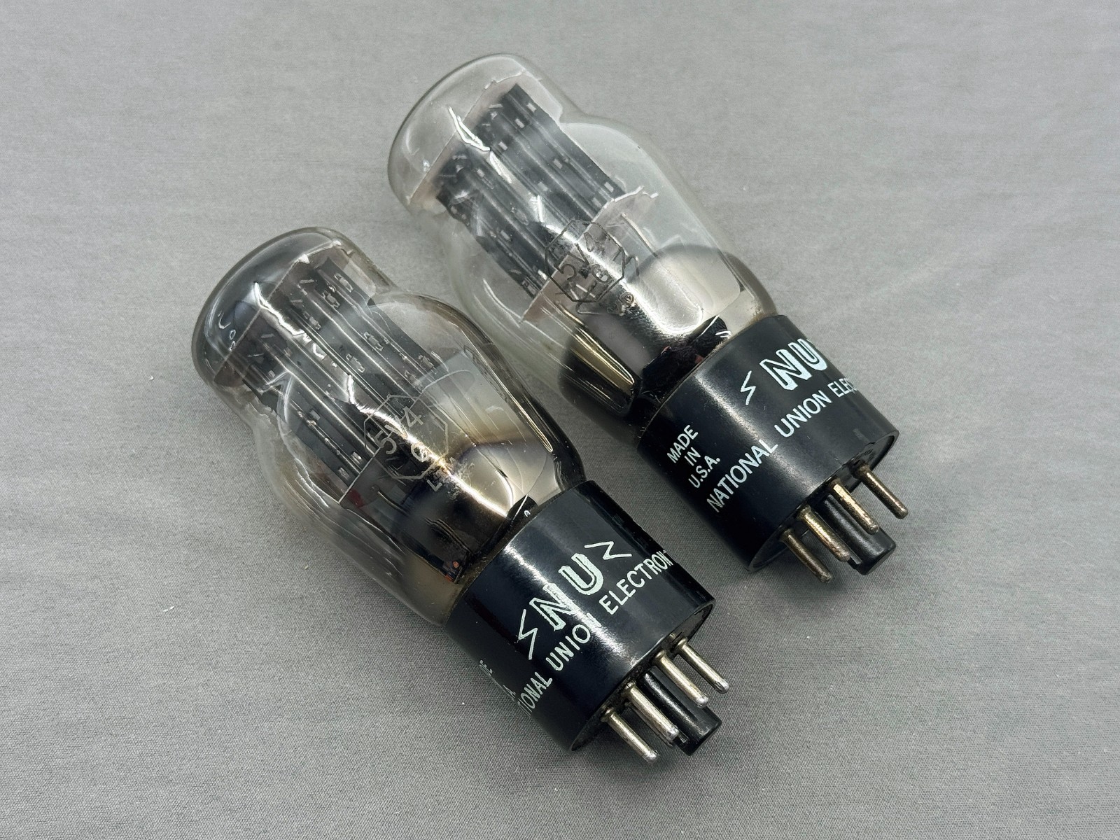 Balanced Pair National Union 5V4G Rectifiers Black Plates Tests Strong TV-7B/U