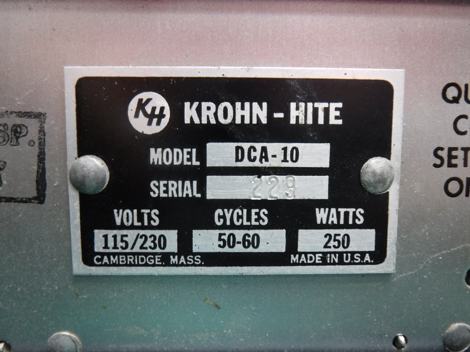 Krohn-Hite DCA-10 Vacuum Tube Amplifier 10 Watt
