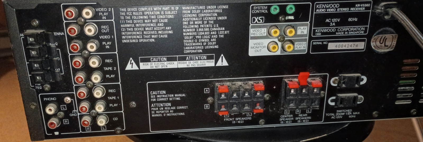 Vintage Kenwood KR-V5560 Stereo Receiver Tested Working Phono Input