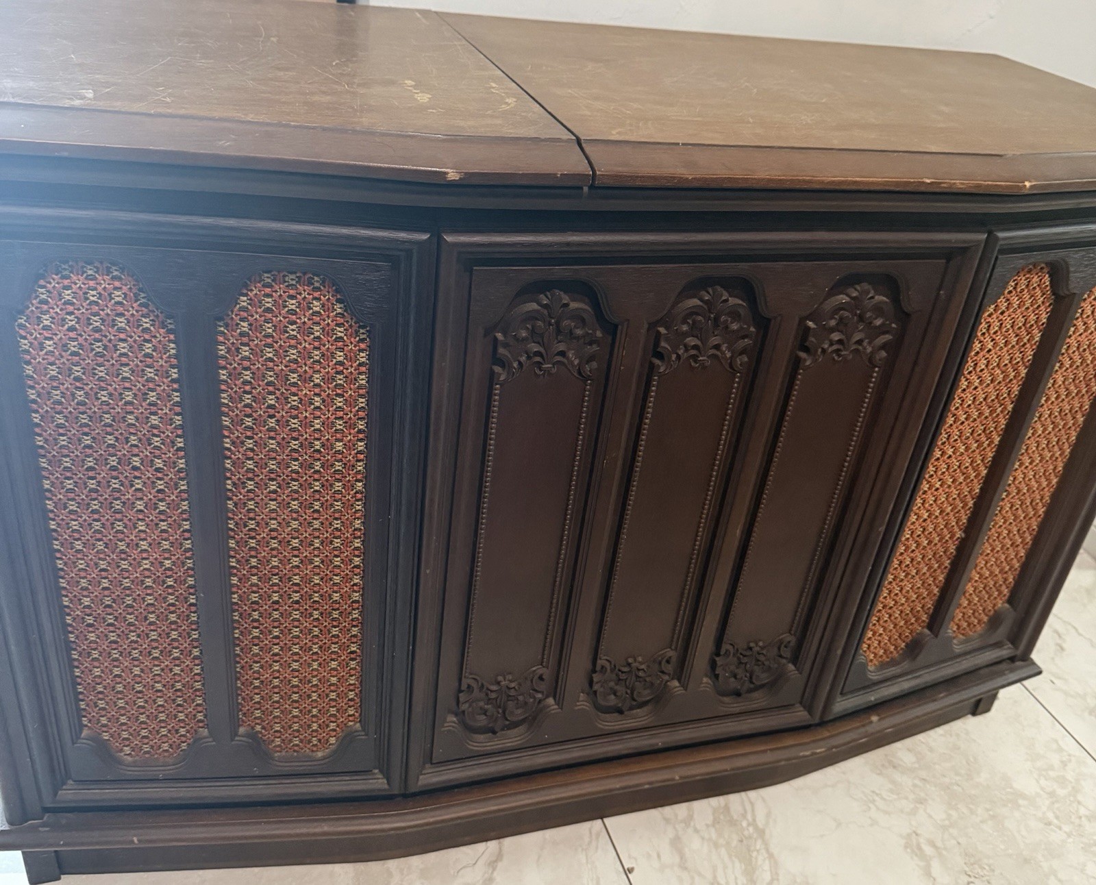 Vintage Sears Silvertone Wood Stereo Console Record Player Radio – Mid Century